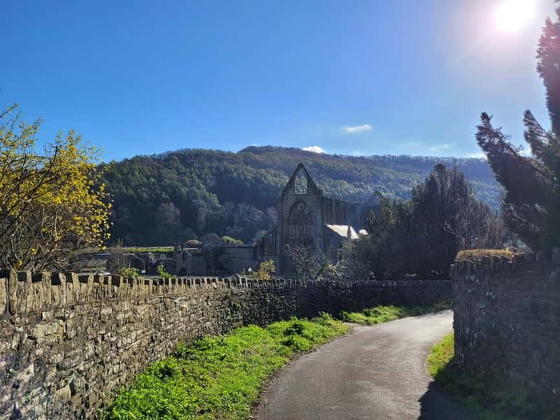 From Cardiff: Guided Tour of Welsh Valleys - Tintern Abbey on the River Wye: roofless splendor, right where it belongs