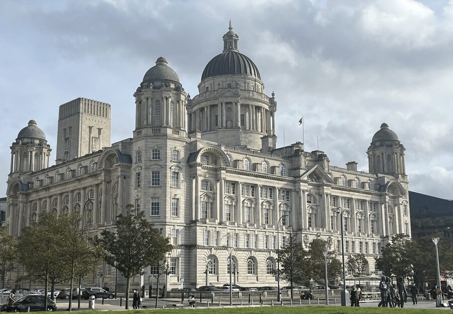 Liverpool: Heritage, History & Culture Guided Walking Tour - Liverpool’s first dry dock site, the water feature, and a selfie sign with changing colors