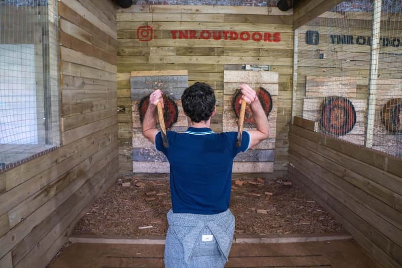 Llangollen: Axe Throwing, Archery and Air Rifles Combo - Axe throwing round: learn throws, then compete gently