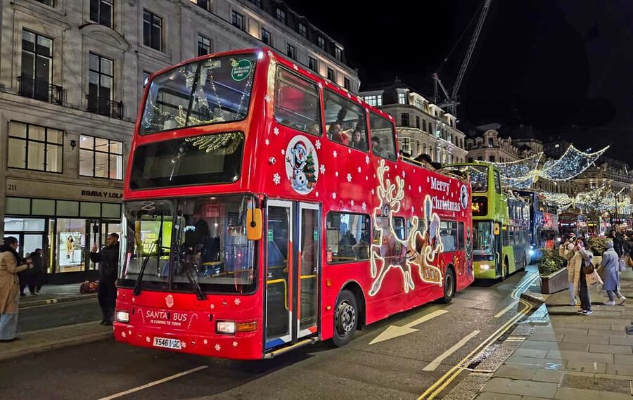 London: Christmas Lights Santa Sleigh Open-Top Tour - Your Ride Starts at Embankment, Then Goes West End Bright