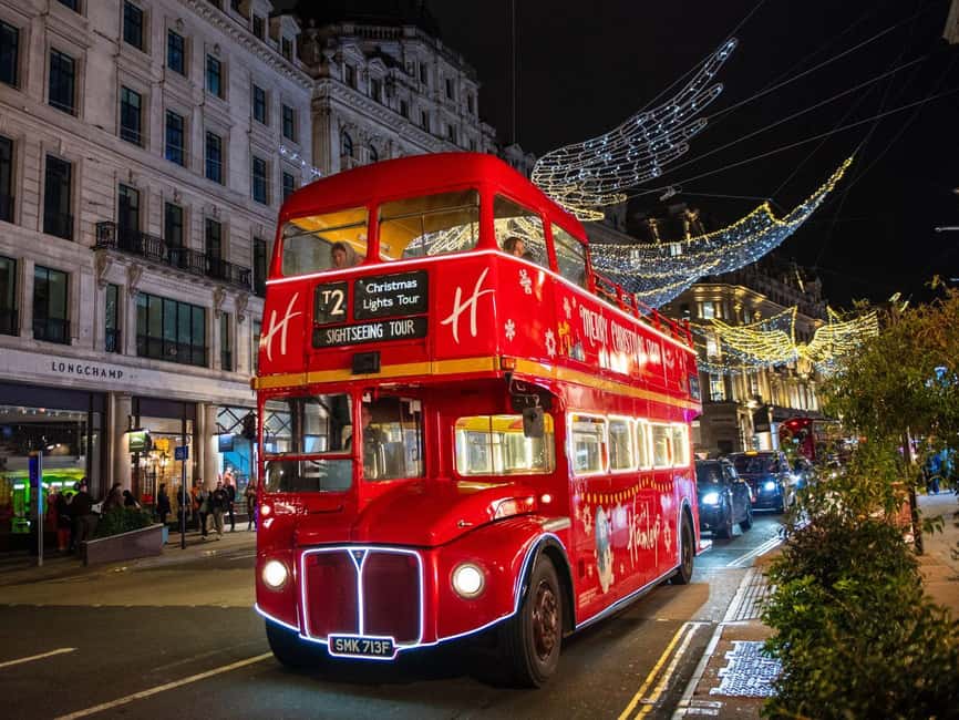 London: Christmas Lights Tour by Vintage Bus - Piccadilly Circus and the Anteros-inspired light moment