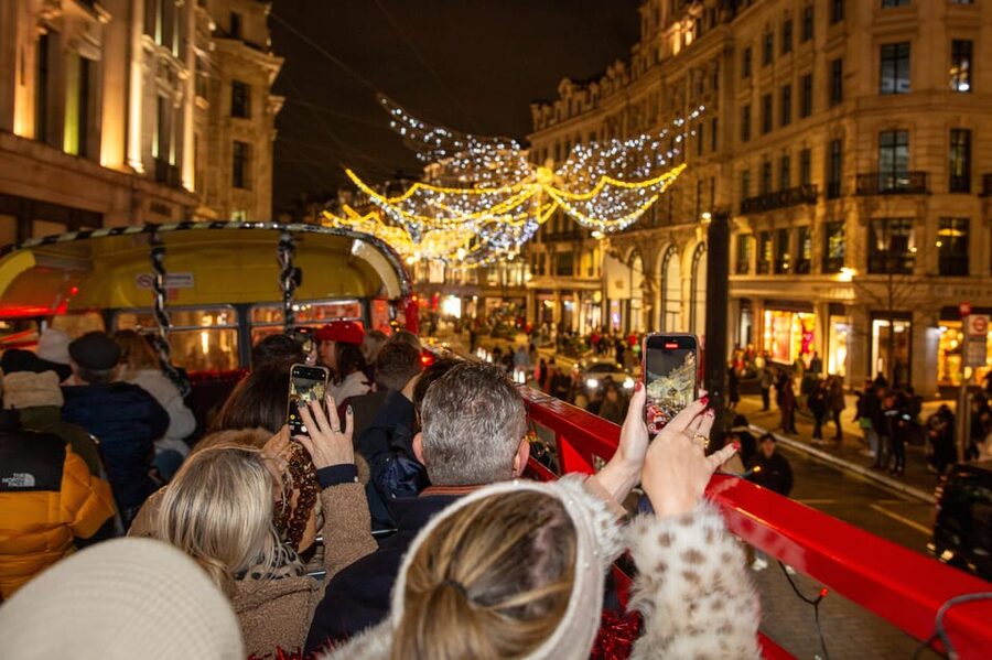 London: Christmas Lights Tour by Vintage Double-Decker Bus - Oxford Street lights and Regent Street sparkle from a vintage double-decker