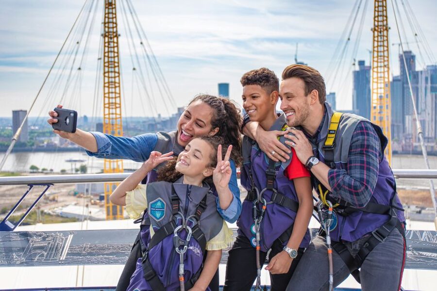 London: O2 Arena Rooftop Climbing Experience - The snow globe moment: when winter-themed views become part of the climb