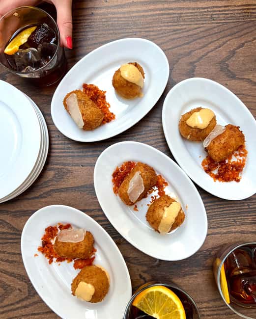 London: Soho & Chinatown Food Tour with 7 Authentic Tastings - Stop One: Catalonian Croquettes with Vermouth Sets the Tone