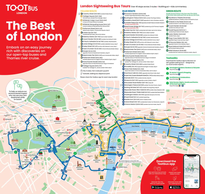 London: Tootbus Must-See Hop-On Hop-Off Bus Tour with Cruise - Yellow Route landmarks: what to see, where to hop, and what to expect