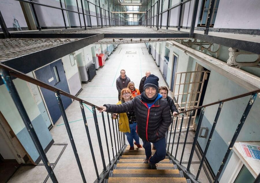 Shepton Mallet Prison: Guided Tour - Hard Labour Yard and the tread wheel building, pointless work made physical