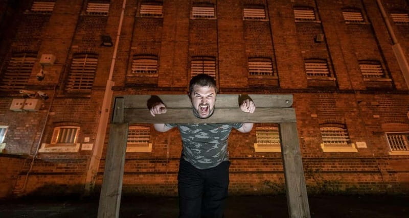 Shrewsbury Prison Ghost Tour - C Wing at night, where the stories point to specific landings