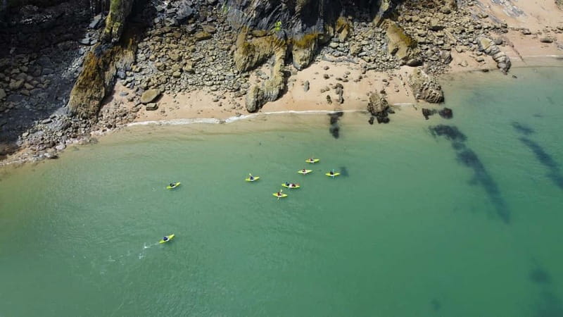 Tenby: Guided Kayaking Adventure - Tenby North Beach: the quick start and the view shift